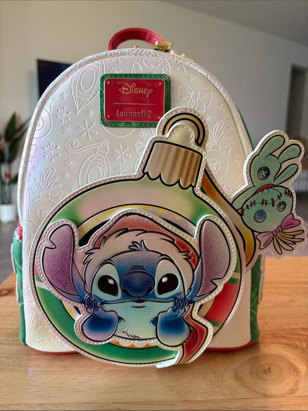 Loungefly White & Multicolor Stitch Ornament Mini Backpack